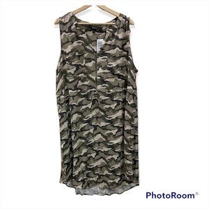 Torrid Camo Zip-Front Dress - Sleeveless - Drawstring Waist - Size 2